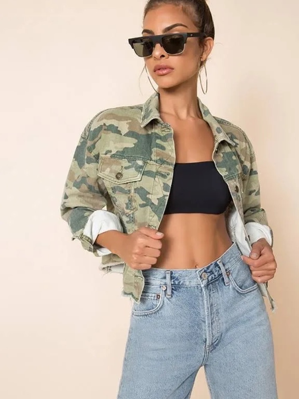 FREE PEOPLE Cropped Camo Jacket Medium MSRP $108